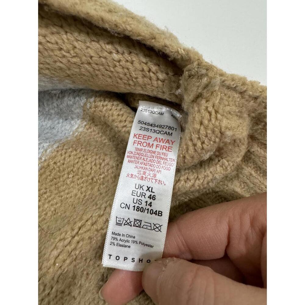 Topshop Supersoft Brown Stripe Fuzzy Brushed Knit Crewneck Sweater- Size 14 - Picture 9 of 9